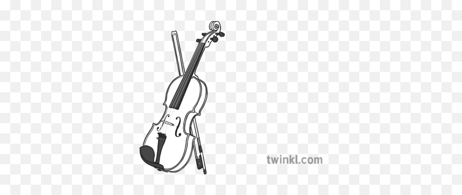 Violin Black And White 1 Illustration - Twinkl Vertical Png,Violin Png