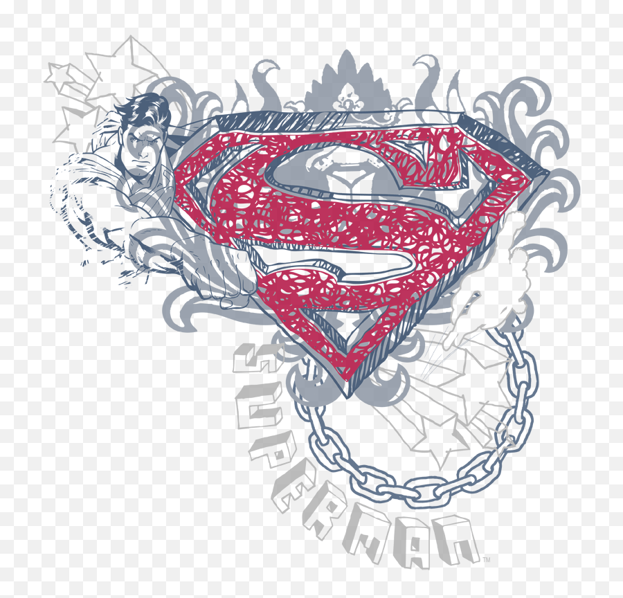 Superman Star And Chains Menu0027s Regular Fit T - Shirt Tau Beta Sigma Crest Png,Superman Logo Drawing