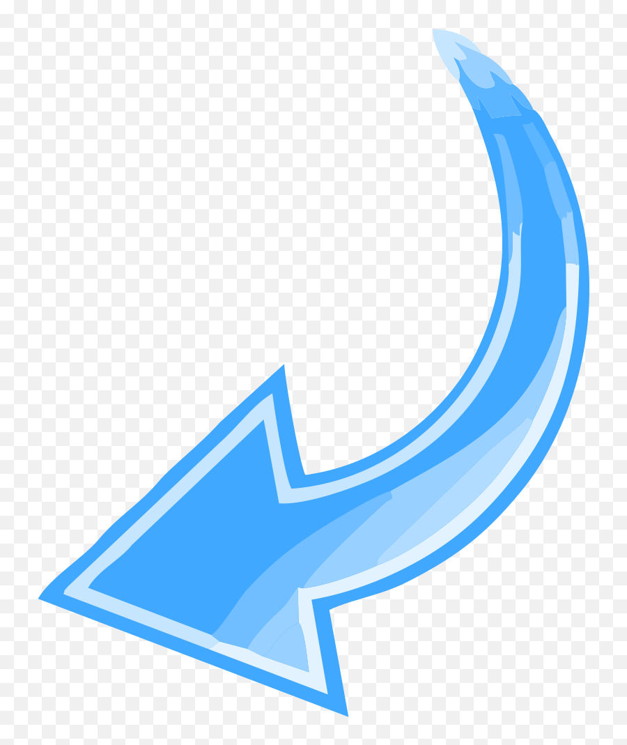 Blue Curved Arrow Pointing Left - Transparent Background Curved Arrow Png,Curved Arrow Transparent