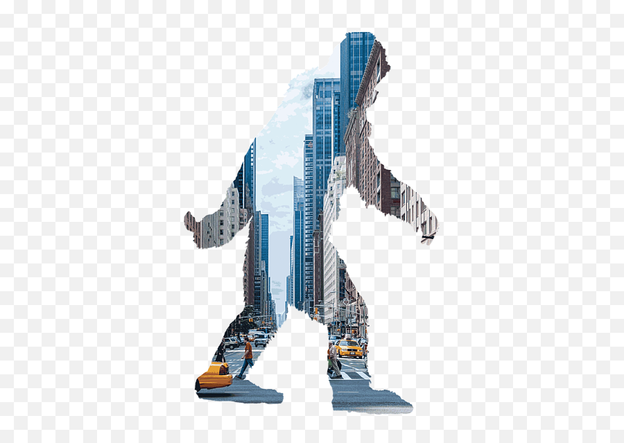 A Sasquatch Bigfoot Silhouette In New York City Greeting Card - Skyscraper Png,New York Skyline Silhouette Png