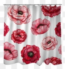 Seamless Pattern Of Watercolor Red And - Poppy Png,Poppies Png