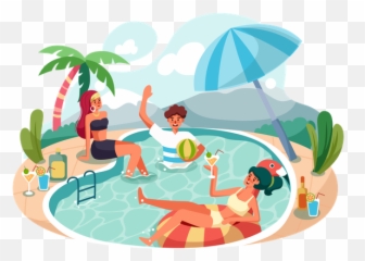 Swimming Pool Party Illustration - People png
