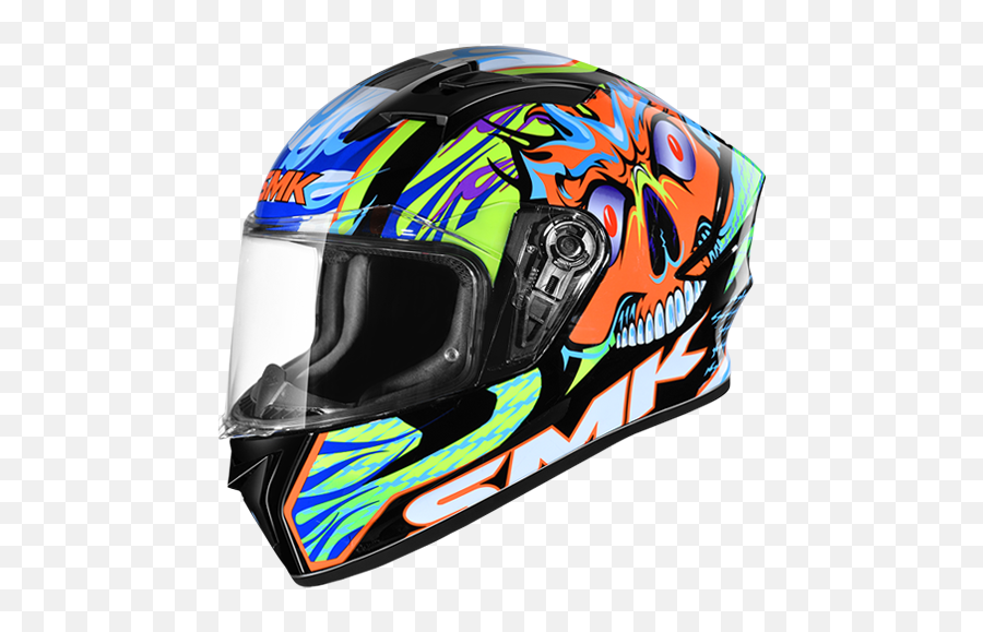 Smk Stellar Skull Black Orange Grey Gloss Gl274 Helmet - Smk Stellar Skull Png,Icon Airmada Helmet Review