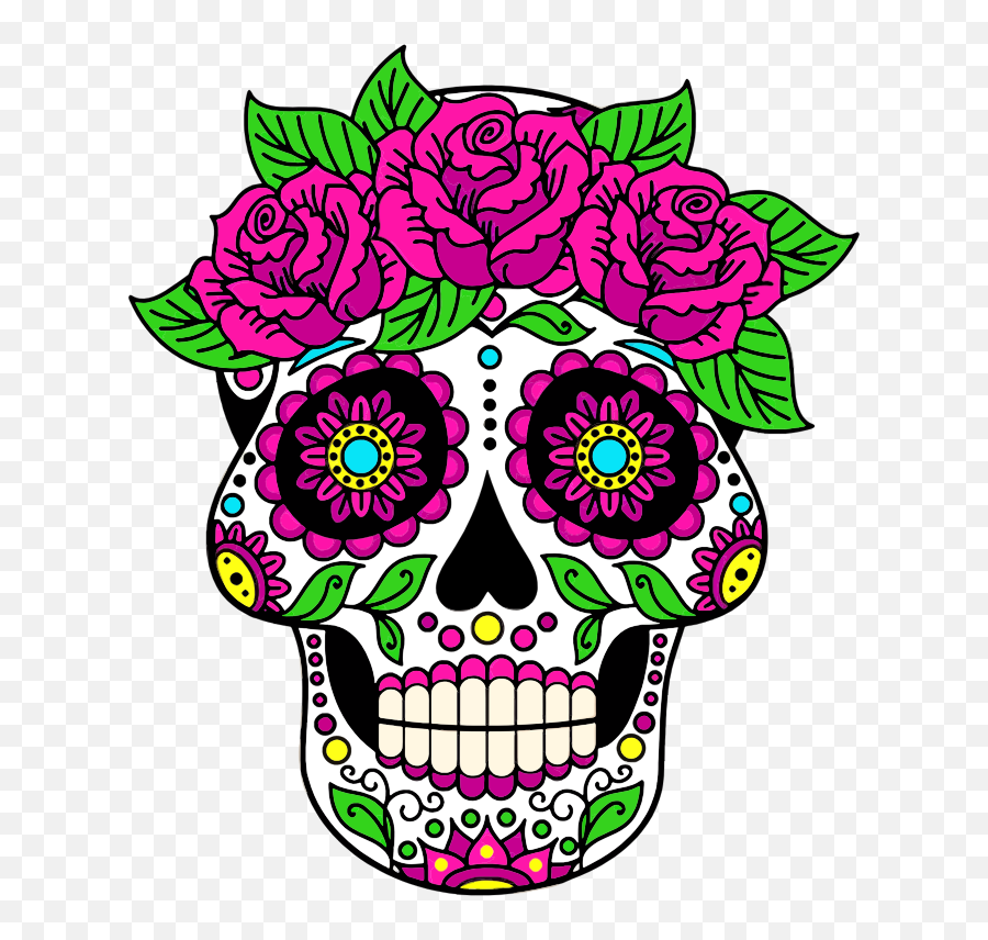 Pink Head Flower Png Clipart - Day Of The Dead Female Skull Painting,Catrina Png