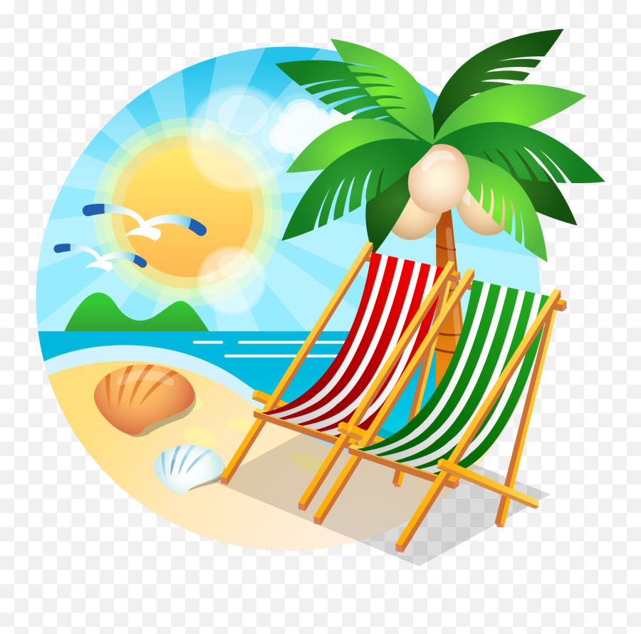 Vector Santa Summer Png Library - Summer Beach Png Vector,Chrismas Png