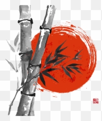 Download Japanese Wash Vector Ink Japan Bamboo Painting - Painting Japanese Bamboo Art Png,Japanese Flag Png