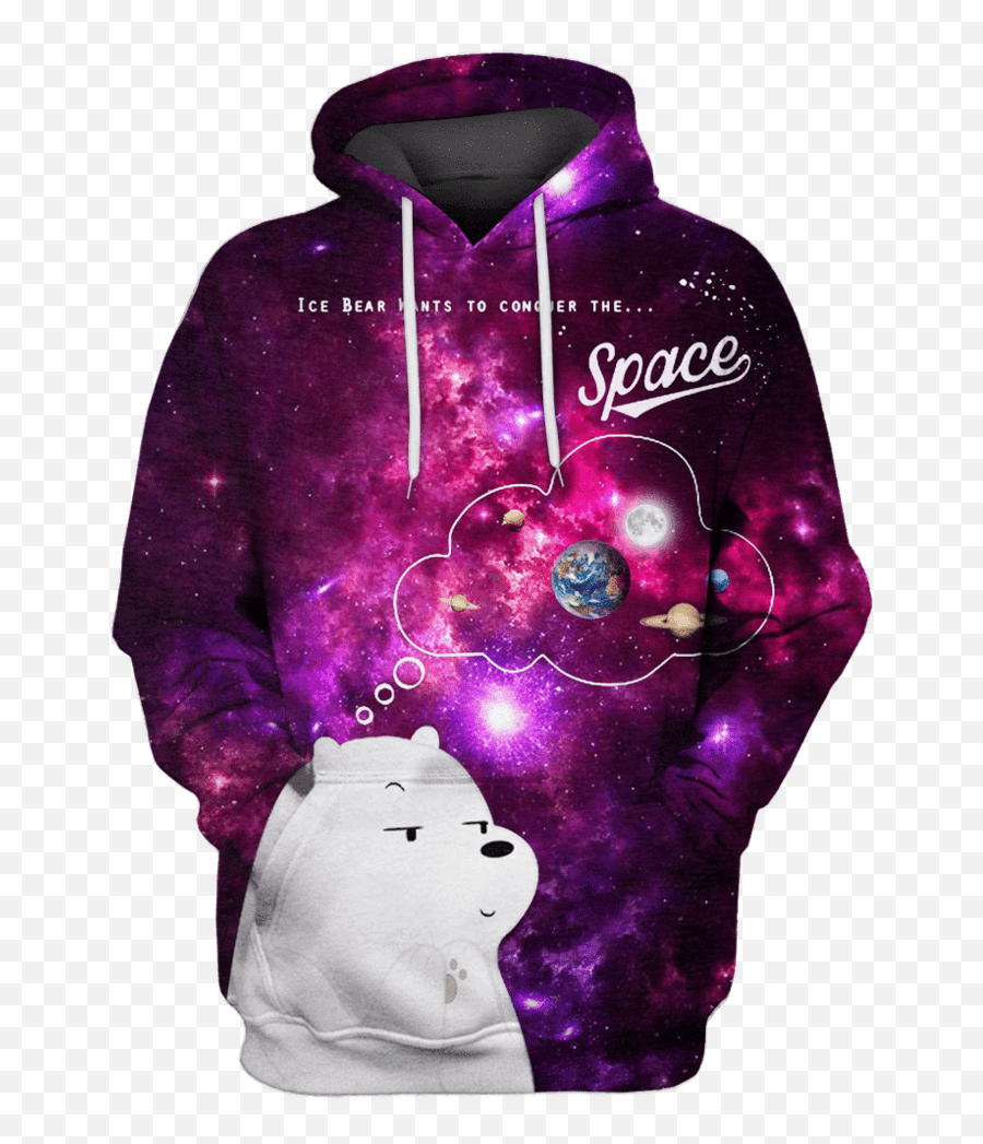 Ice Bear Wants To Conquer The Space Custom T - Shirt Hoodies Apparel Ice Bear Galaxy Png,Ice Bear Png