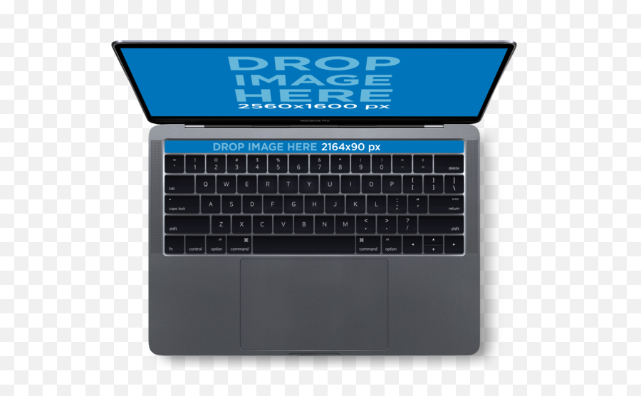 Macbook Pro With Touch Bar Mockup Over A - Macbook Pro Top Macbook Pro Touch Bar And Touch Id Png,Macbook Mockup Png