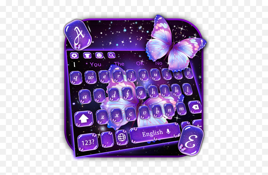 Purple Starry Colorful Butterfly Keyboard Theme Apk 10001003 - Girly Png,Colorful Butterfly Icon