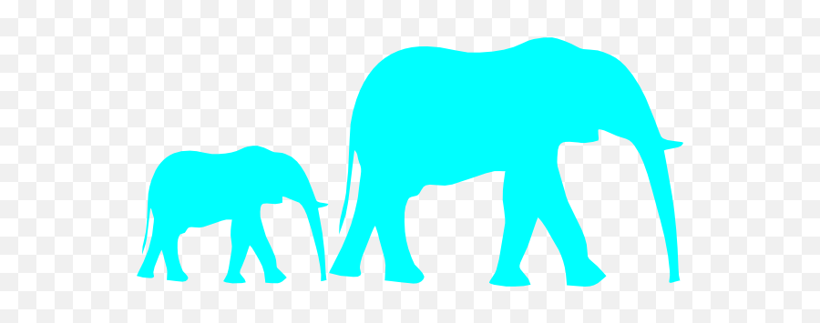 Mom And Baby Elephant Blue Clip Art - Vector Elephant Clip Art Png,Elephant Silhouette Png
