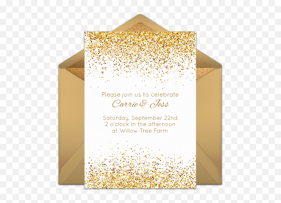 Gold Glitter Confetti Png - We Just Love This Free Golden White And Gold Png Invitation,Gold Glitter Confetti Png