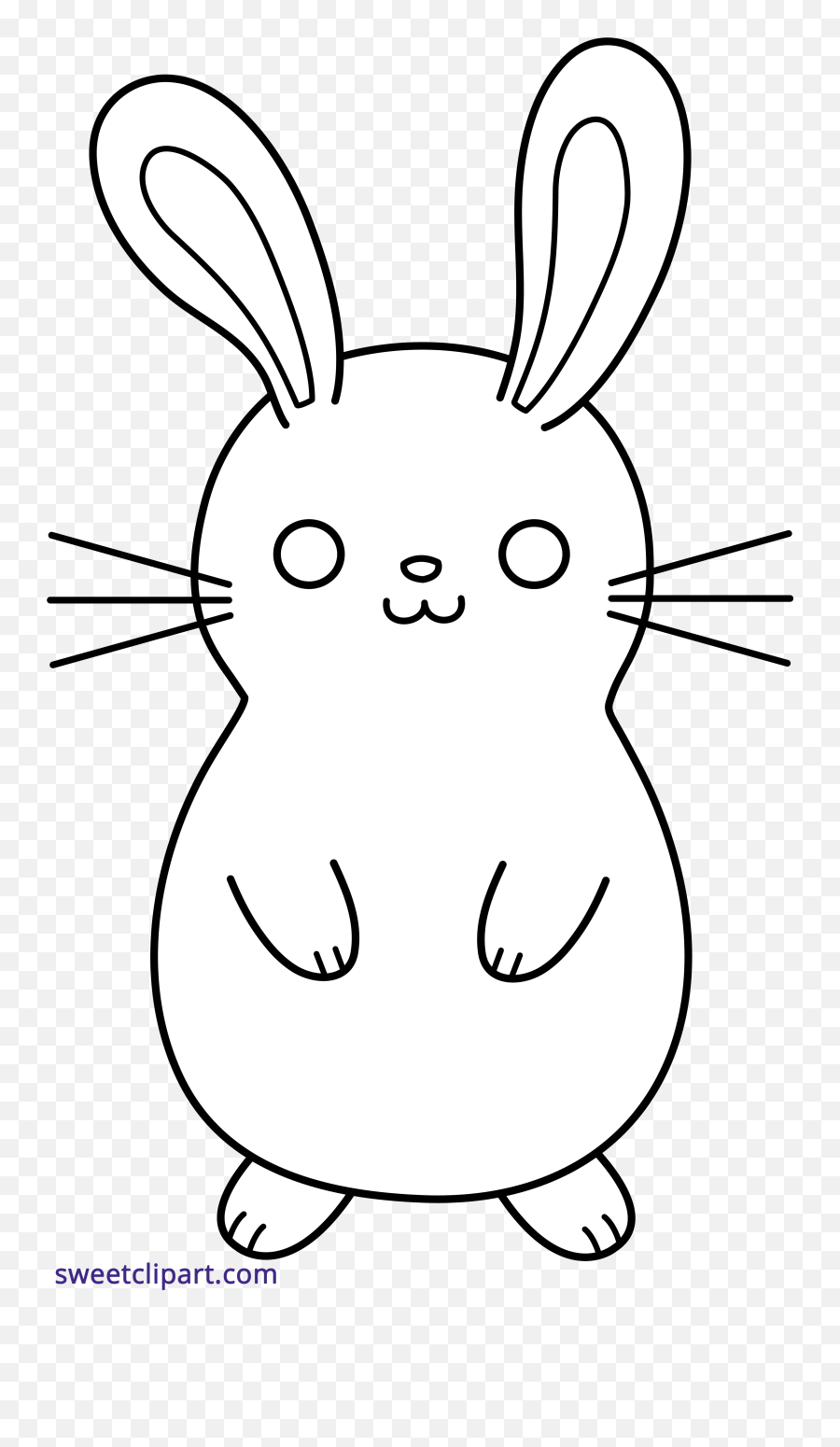 Bunny Rabbit Cute Lineart Black White - Cute Rabbit Clipart Black And White Png,White Bunny Png