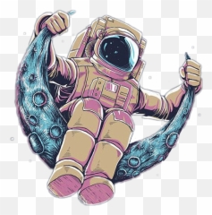 Spaceman - Astronaut Sitting On Moon Transparent Png