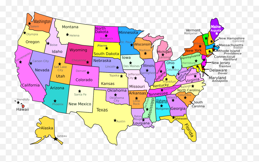 Map With States And Capitals Labeled Usa My Blog Printable - Printable United States Map Png,Us Map Png