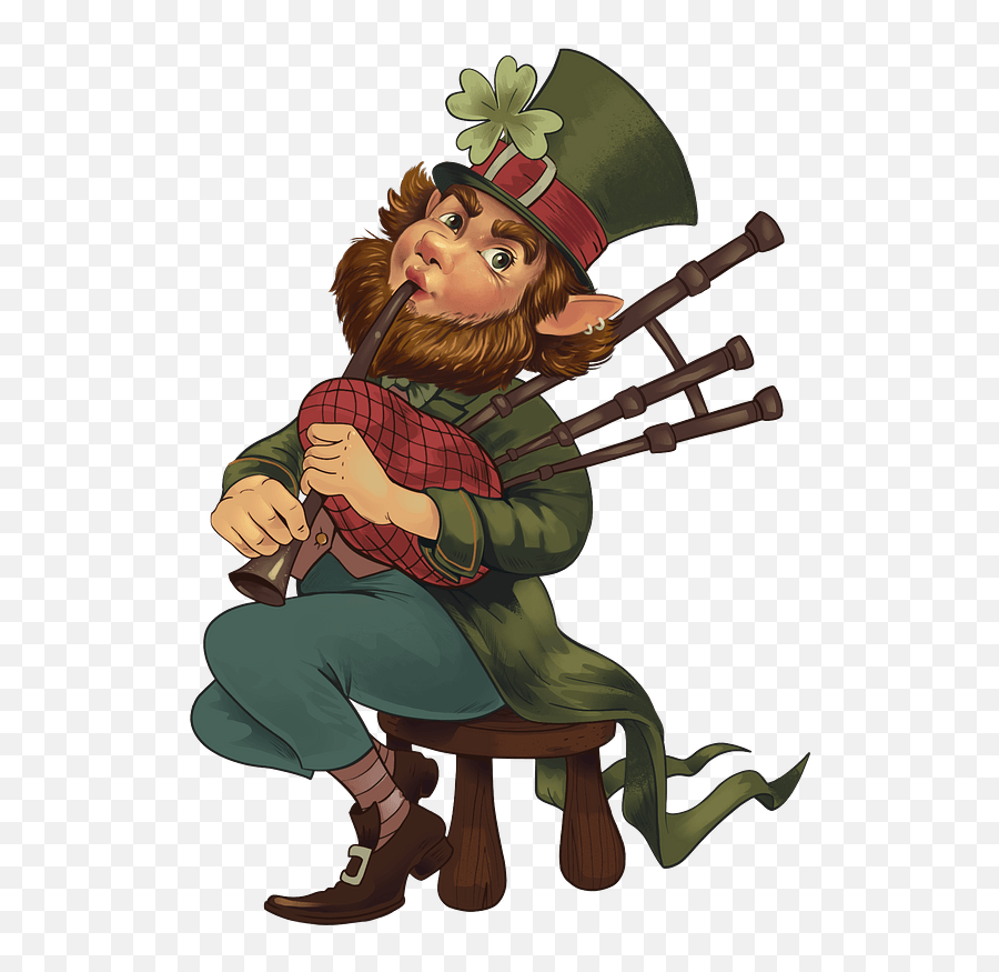 Leprechaun Playing Bagpipes Clipart Free Download - Bagpipes Leprechaun Png,Leprechaun Transparent