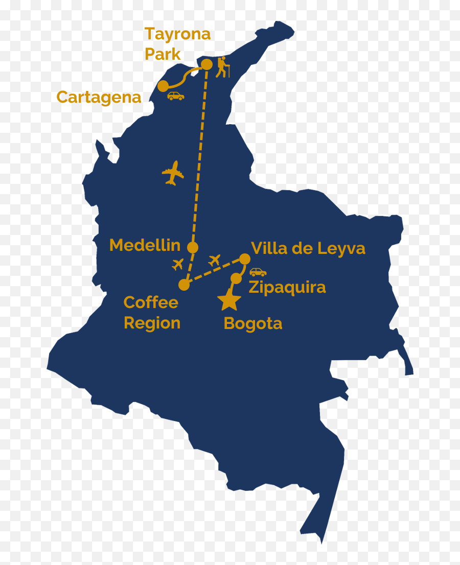 17 Days Viva Colombia Miramundo Travel - Colombia Vector Png,Colombia Map Png