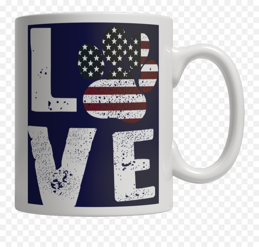 Limited Edition Love My Cat - Dog With Paw Flag White Mug Serveware Png,Cat Paw Transparent