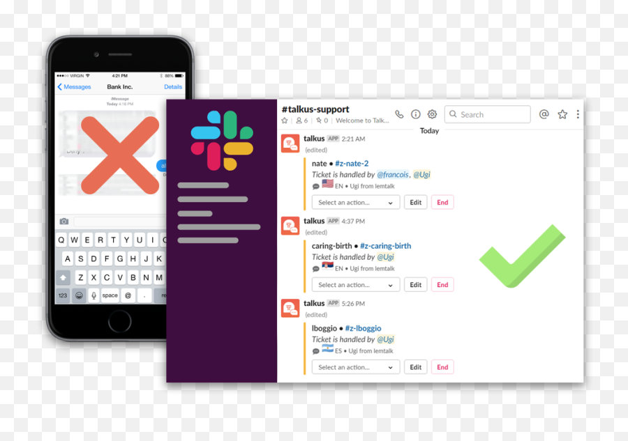 Receive - Sms In Slack Lemtalk Smart Device Png,Slack Logo Transparent