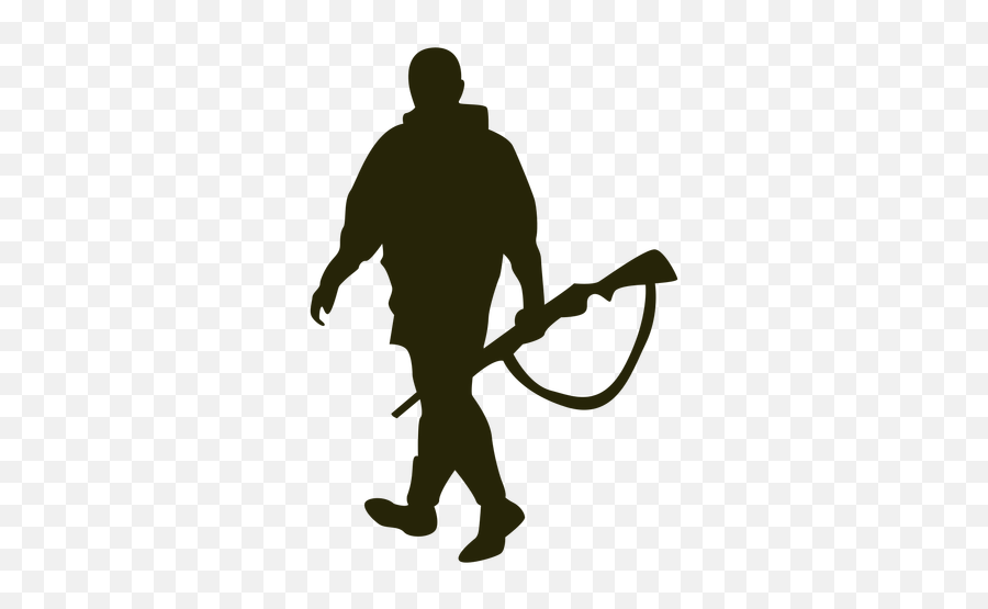 Hunter Gun Left Facing Walking Silhouette - Transparent Png Hunter Walking Silhouette,Person Walking Silhouette Png