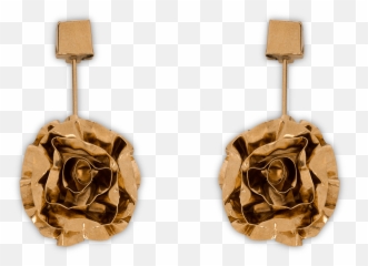 Gold Roses Pendant Earrings - Solid png