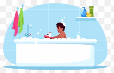 Best Premium Boy Bath Time Illustration Download In Png - Bubble Bath