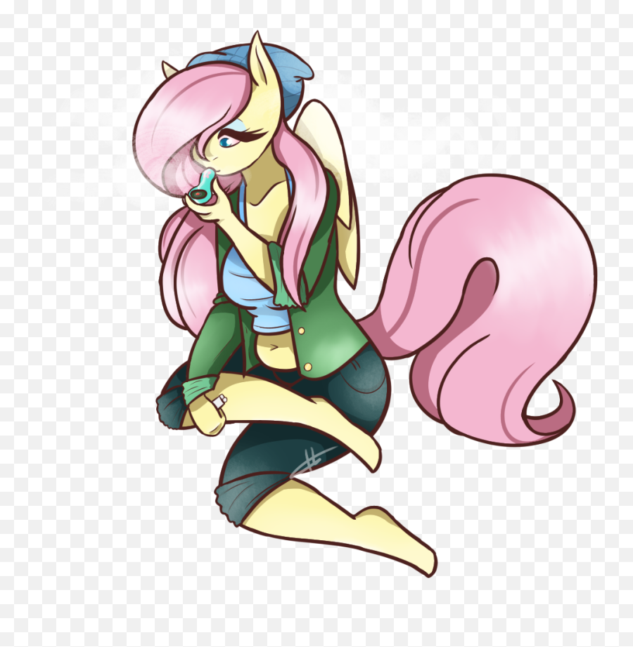 Stoner Fluttershy By Zombiechick147 - Fluttershy Smoking Weed Png,Fluttershy Png