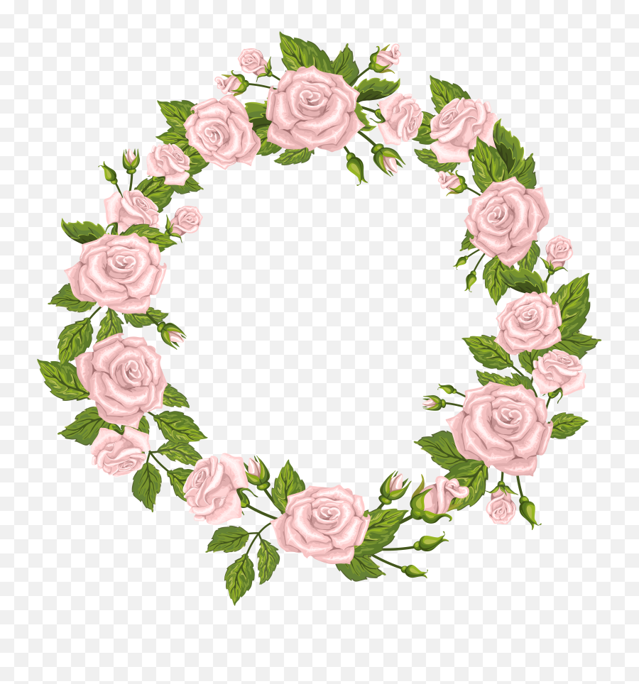 Download Hd Pink Rose Border - White Flower Wreath Png,Pink Roses Png