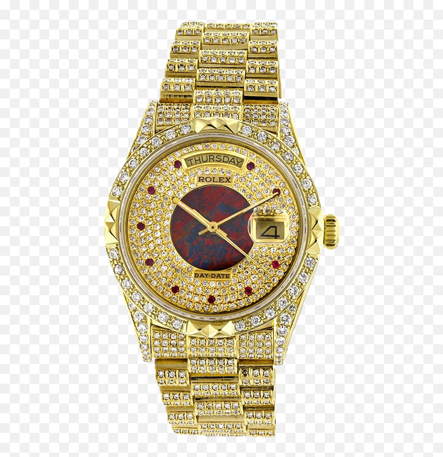 Iced Out Gold Rolex - Gold Cartoon Watch Png,Rolex Png