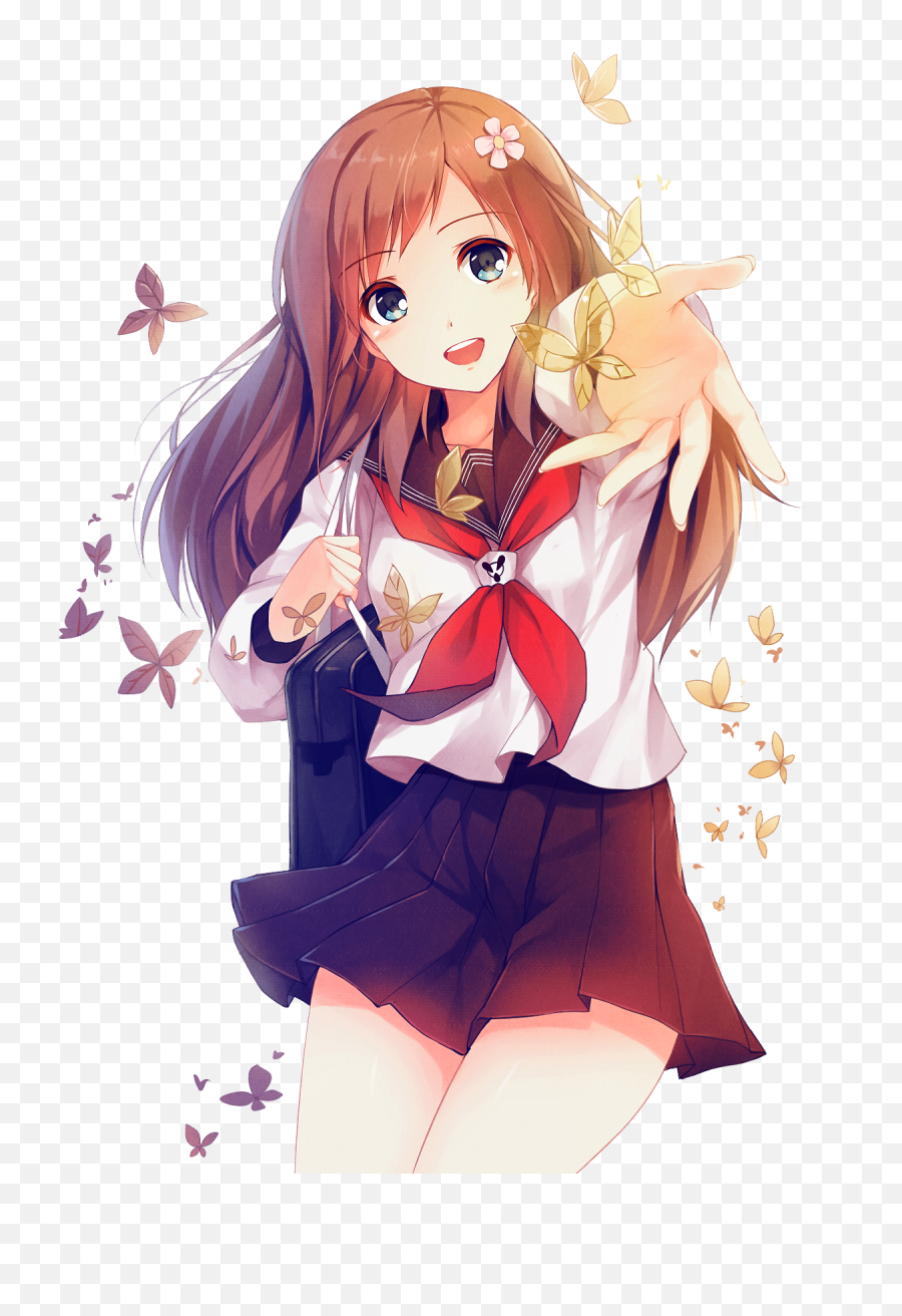 Anime Girl Transparent Png - Anime Girl School Uniform,Girl Transparent