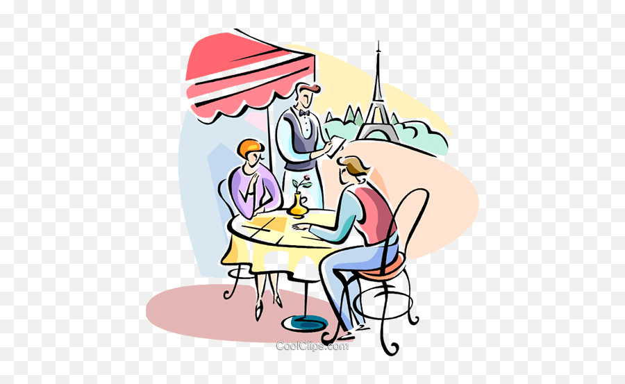 French Café By The Eiffel Tower Royalty Free Vector Clip Art - French Cafe Clipart Png,Eiffel Tower Transparent Background
