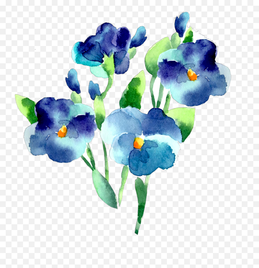 Transparent Blue Flower Vector Png - Vector Blue Watercolor Flowers,Blue Flower Transparent