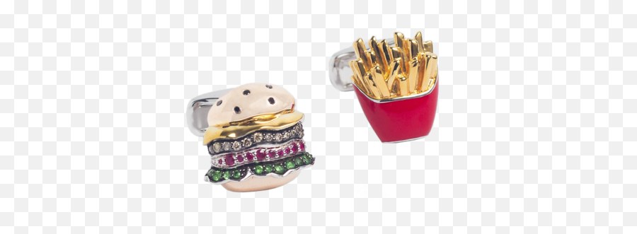 Burger Fries Cufflinks - Junk Food Png,Burger And Fries Png