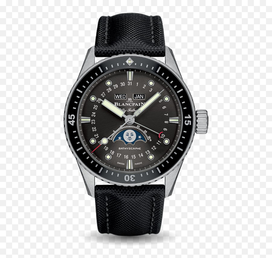 Bathyscaphe Quantième Complet Phases De Lune - 5054 1110 Blancpain Fifty Fathoms Bathyscaphe Quantième Annual Png,Vignette Transparent