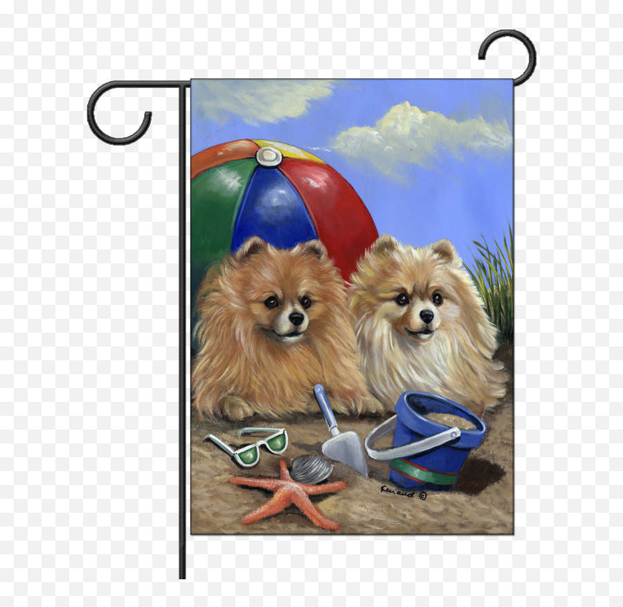 Pomeranian Beach - Garden Flag 12 X 18 Dog Supply Png,Pomeranian Png