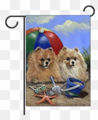 Pomeranian Beach - Garden Flag 12 X 18 Dog Supply Png,Pomeranian Png