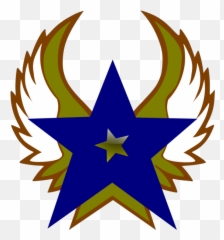 Blue Star With 1 Gold And Wings Png Svg Clip Art For