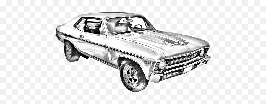 1969 Chevrolet Nova Yenko 427 Muscle Car Illustration T - Shirt 1972 Chevy Nova Decal Png,Icon Thriftmaster