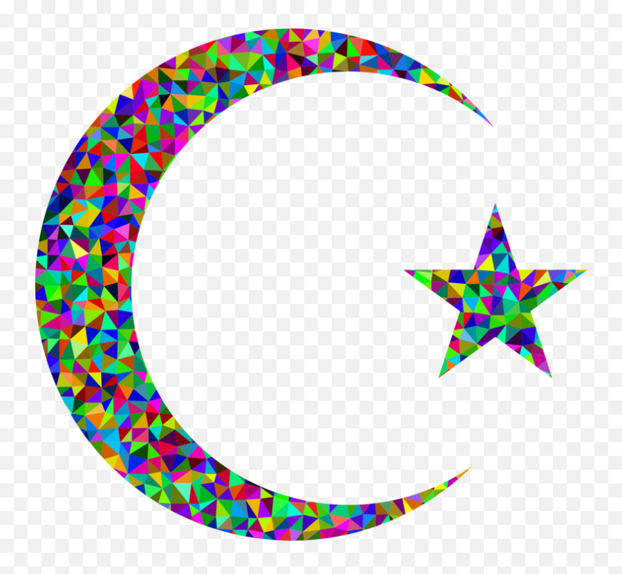 Crescent Moon Symbols Of Islam - Mosaic Crescent Moon With Star Png,Islam Symbol Png