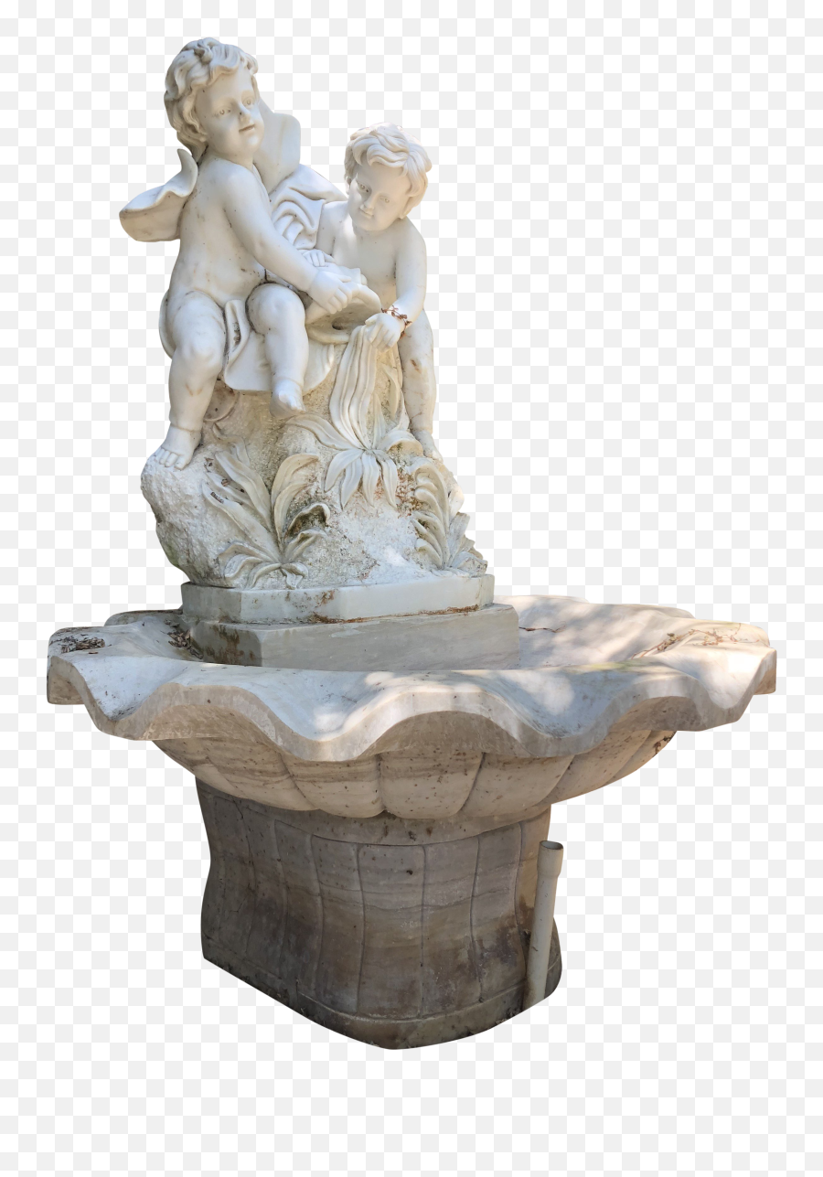 Italian Cherubs Holding A Fish Motif Marble Fountain - Fountain Png,Water Fountain Png