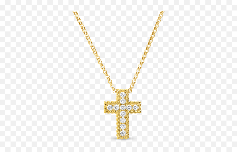 Roberto Coin 18kt Gold Diamond Cross - Cross Necklace Transparent Png,Cross Necklace Png