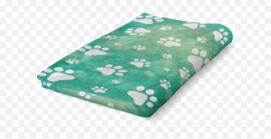 Download Green Watercolor Paw Prints Fleece Blanket - Bed Sheet Png,Paw Prints Transparent