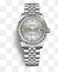 Download Hd Rolex Datejust Watch White - Rolex 178273 Silver Roman Png,Rolex Watch Png