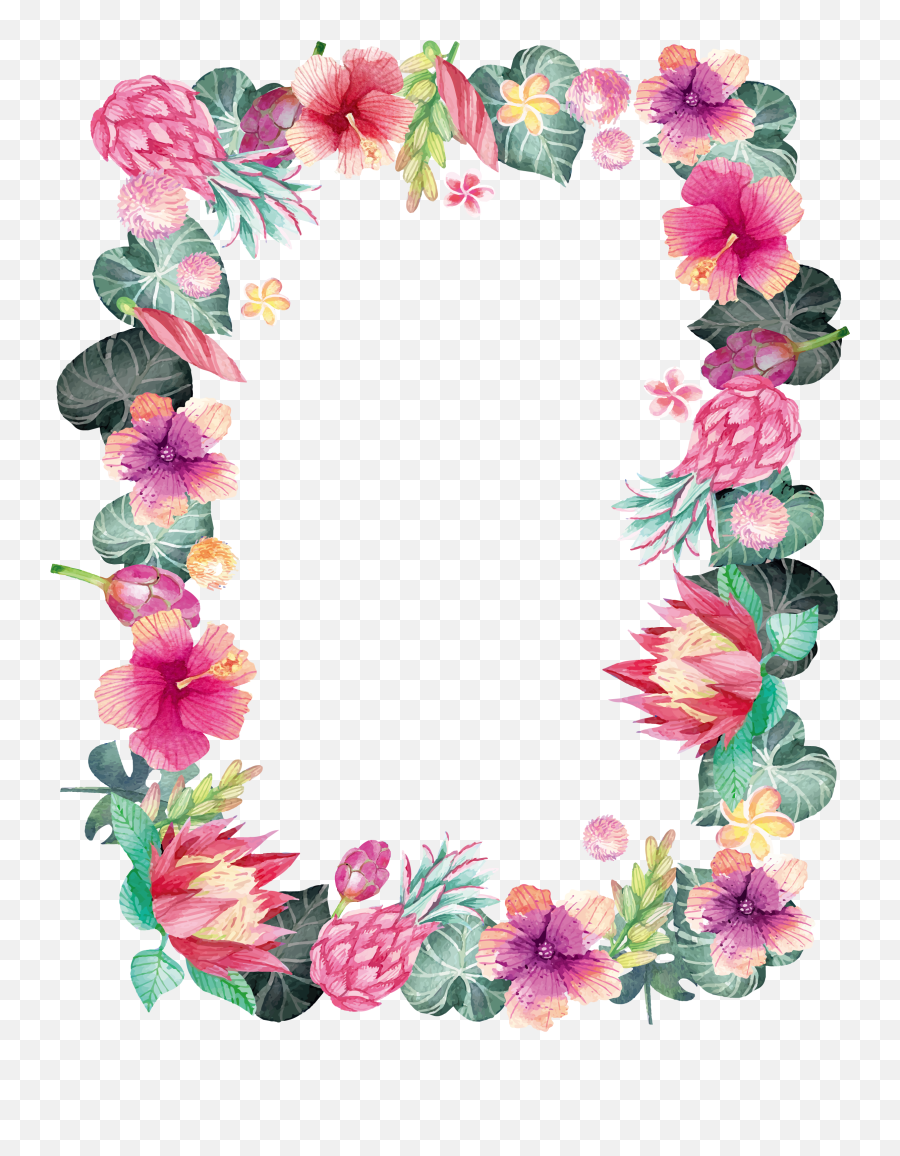 Watercolour Flowers Watercolor Painting - Watercolor Flower Frame Png Free,Paint Border Png