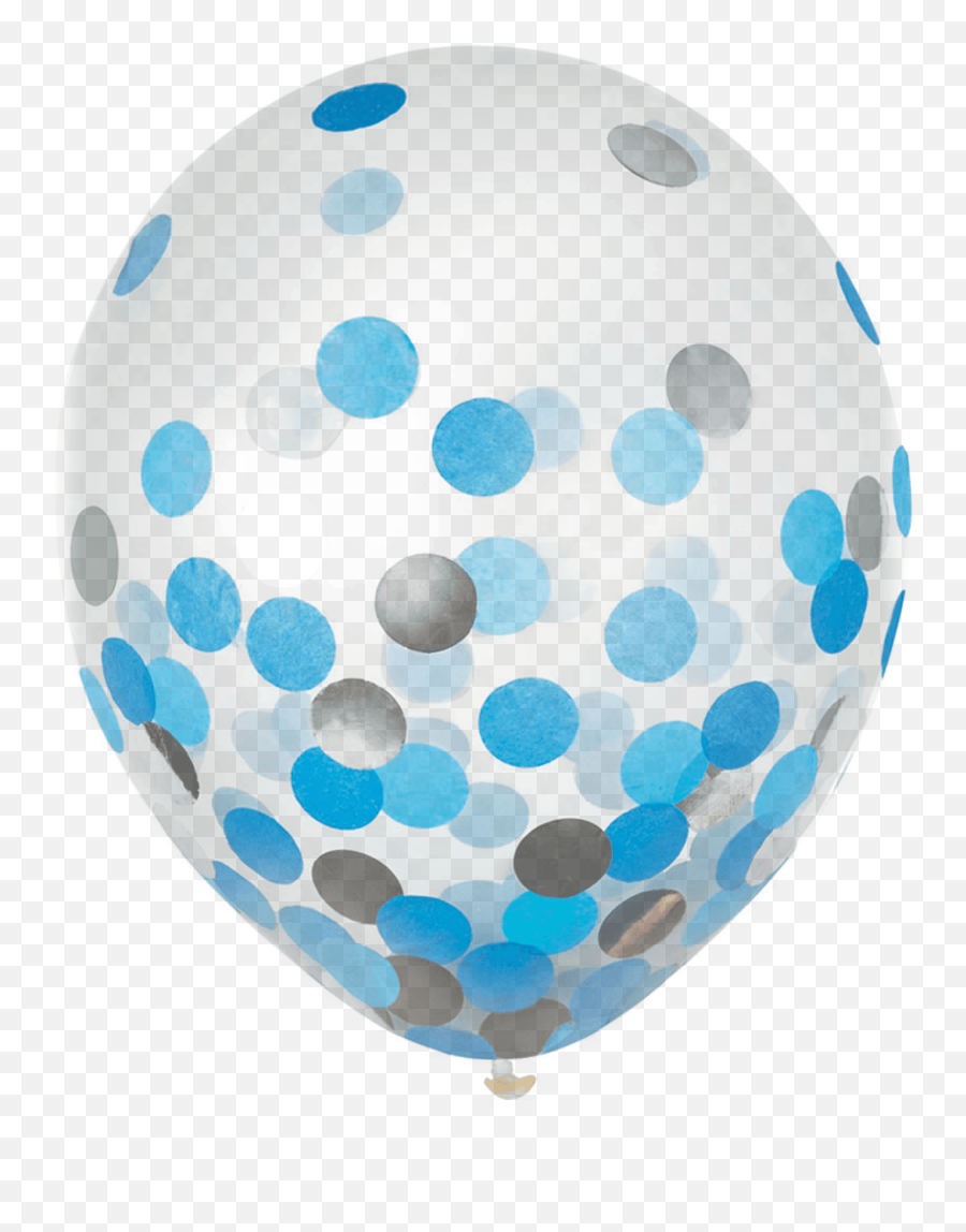 Blue Silver Confetti Filled Clear 12 - Blue Balloon Confetti Png,Silver Confetti Png