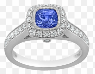 Purple Sapphire Diamond Halo Ring - Engagement Ring Png,Halo Ring Png