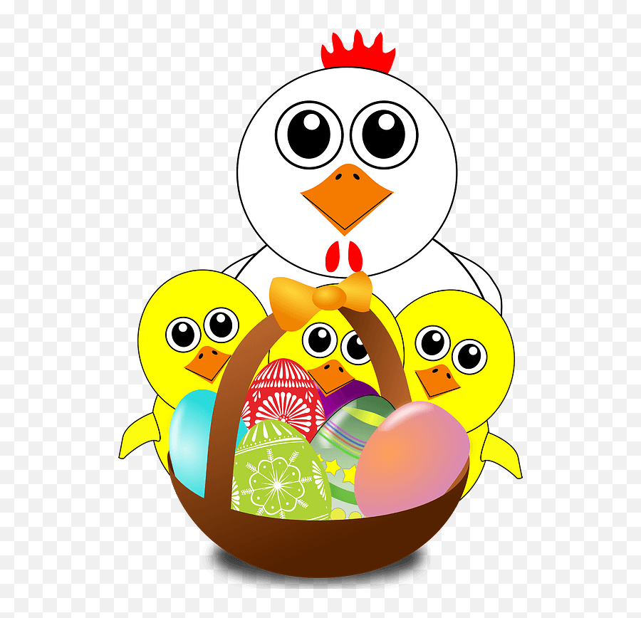 Funny Chicken And Chicks Cartoon Easter - Cartoon Easter Egg Png,Easter Clipart Transparent