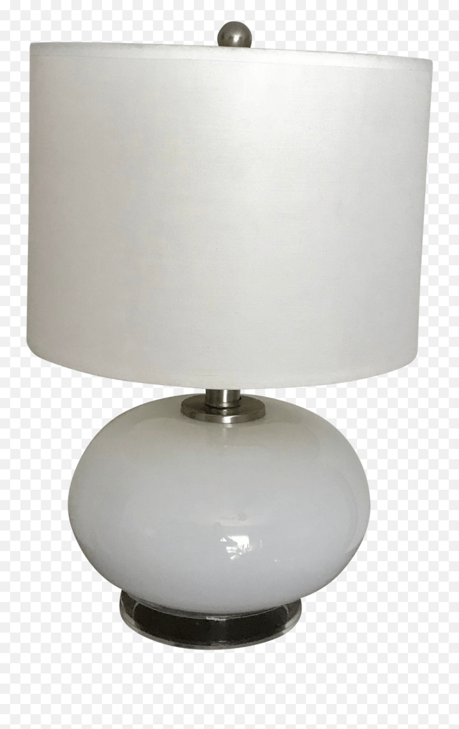 White Minimalist Milk Glass And Clear Lucite Base Table Lamp - Lampshade Png,Milk Glass Png