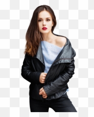 Girl With Black Leather Jacket Png