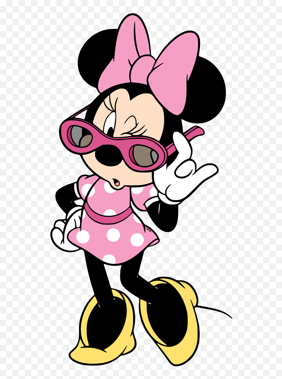 Clip Art Of Minnie Mouse Winking Under Her Sunglasses - Pink Minnie Mouse Png,Cartoon Glasses Transparent