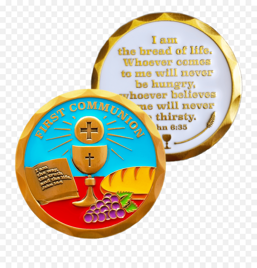 Gold Plated Christian Challenge Coin First Communion I Am The Way Truth And Life - John 146 Religion Png,First Communion Png